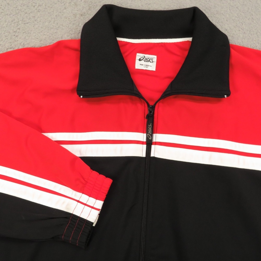 ASICS Jacket Mens Large New York City Marathon Track Zip Bomber Striped Black